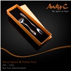 Andy C Pod Chrome Olive spoon & pickle fork